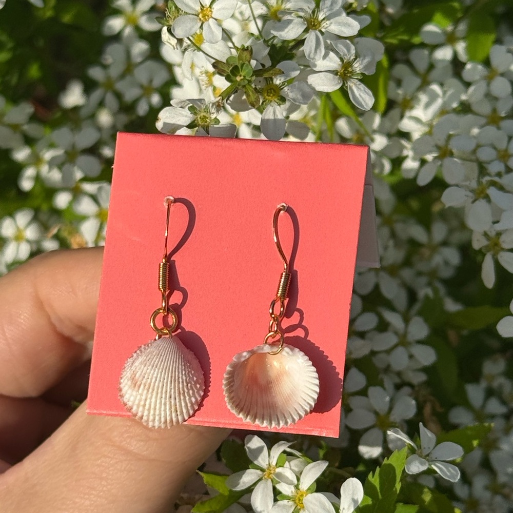 Gold and Cream Shell Earrings